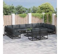 vidaXL Garden Sofa Set with Cushion 12 pcs Black Aluminium, Black