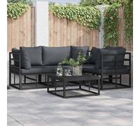 vidaXL Garden Sofa Set with Cushion Black Aluminium