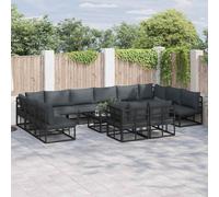 vidaXL Garden Sofa Set with Cushion Black Aluminium
