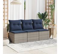 vidaXL Garden Sofa with Cushion 7 pcs Grey and beige Poly rattan