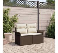 vidaXL Garden Sofa with Cushion Brown 141 x 62 x 69cm Poly Rattan
