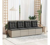 vidaXL Garden Sofa with Cushion Light grey Poly rattan
