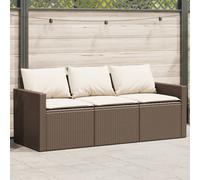 vidaXL Garden Sofa with Cushions 3-Seater Outdoor Sofa Couch Brown Poly Rattan