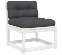 vidaXL Garden Sofa with Cushions White Solid Wood Pine