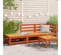vidaXL Garden Sofa with Footstool 2-Seater Wax Brown Solid Wood Pine