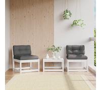 vidaXL Garden Sofas with Cushions 2pcs White Solid Wood Pine UK GF0