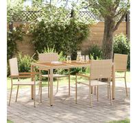 vidaXL Garden Stacking Chairs 4 pcs Cream and Brown