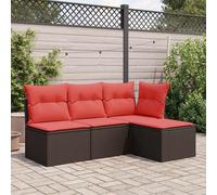 Garden Stool Brown Poly Rattan 55x55x37cm Outdoor Wicker Seat Steel Frame Small