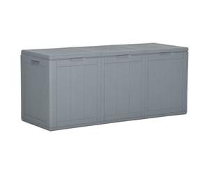 vidaXL Garden Storage Box 270L Grey PP Rattan Outdoor Chest Case Tool Box
