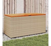 vidaXL Garden Storage Box Beige 110x50x54 cm Poly Rattan Acacia Wood