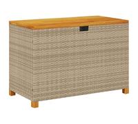 vidaXL Garden Storage Box Beige 110x55x63 cm Poly Rattan Acacia Wood