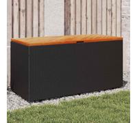 vidaXL Garden Storage Box Black 110x50x54 cm Poly Rattan Acacia Wood NEW