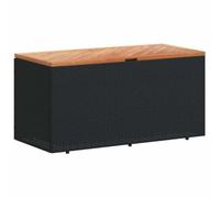 vidaXL Garden Storage Box Black 110x50x54 cm Poly Rattan Acacia Wood