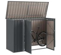 Garden Storage Box Anthracite Steel 214x82x132cm Lockable Deadbolt Black Outdoor