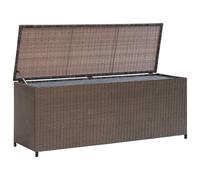 vidaXL Garden Storage Chest Poly Rattan Brown Outdoor Patio Utility Box Case