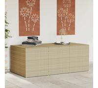 vidaXL Garden Storage Box - Mix Beige PE Rattan 984L Capacity, Weather-Resistant, Safe Gas Spring Lid, Powder-Coated Steel Frame, Water-Resistant Bag