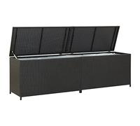 vidaXL Garden Storage Box Moisture Proof Weather Resistant Zippered Closure Poly Rattan Storage Chest Blanket Box Pillow Bench Black 200cm
