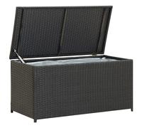 vidaXL Garden Storage Box Moisture Proof Weather Resistant Zippered Closure Poly Rattan Storage Chest Blanket Box Pillow Bench Black 100cm