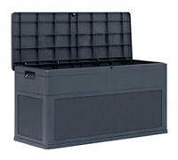 vidaXL Garden Storage Box, Multi-use 320 L Capacity, Anthracite Plastic with Wood-like Texture, Durable and Weather-Resistant, Blend with Decor, Lockable and Easy to Assemble