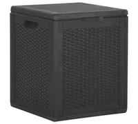 vidaXL Garden Storage Box Outdoor Patio Terrace Lawn Furniture Toys Gardening Tool Box Storage Chest Case Organiser 90L Black PP Rattan