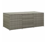 vidaXL Garden Storage Box Poly Rattan Grey Outdoor Garden Cushion Boxes Bench