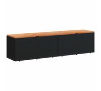vidaXL Garden Storage Box Outdoor Storage Box Black Poly Rattan Acacia Wood