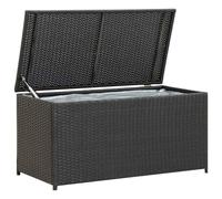 vidaXL Garden Storage Box Poly Rattan Black 100cm Chest Blanket Box Bench