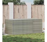 vidaXL Garden Storage Box - Outdoor Poly Rattan Chest with Gas Lift Mechanism - Grey Garden Organizer - Easy to Clean