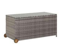 vidaXL Garden Storage Box Light Grey Poly Rattan Cushion Pillow Chest Outdoor