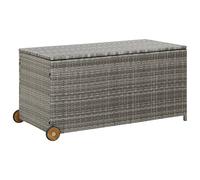 vidaXL Garden Storage Box Cushion Pillow Blanket Storage Box Garden Tool Deck Box Chest Outdoor Patio Furniture Light Grey Poly Rattan