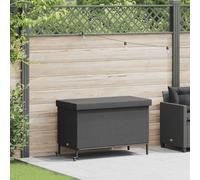 vidaXL Garden Storage Box with Wheels Black 110x55x73 cm Poly Rattan