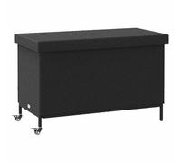 vidaXL garden storage box with wheels - black poly rattan - spacious outdoor cushion storage - 110x55x73 cm - water- & durable