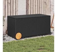 vidaXL Garden Storage Box with Wheels Black 190L Poly Rattan