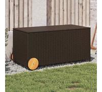 vidaXL Garden Storage Box with Wheels Brown 190L Poly Rattan UK