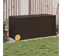 vidaXL Garden Storage Box with Wheels Brown 283L Poly Rattan