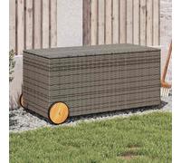 vidaXL Garden Storage Box with Wheels Grey 190L Poly Rattan