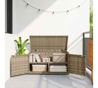 vidaXL Beige Poly Rattan Garden Storage Cabinet - Weather-Resistant Outdoor Box with Ample Space and Powder-Coated Steel Frame