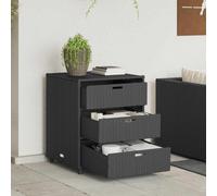 vidaXL Garden Storage Cabinet Black 55x59x69 cm Poly Rattan