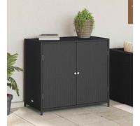 (black) vidaXL Garden Storage Cabinet Outdoor Tool Storage Box Cupboard Poly Rattan