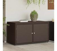 vidaXL Brown Poly Rattan Garden Storage Cabinet - Outdoor Patio and Deck Organiser with Durable PE Rattan and Powder-coated Steel Frame