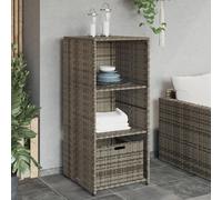 (grey) vidaXL Garden Storage Cabinet Outdoor Storage Box Cupboard Black Poly Rattan