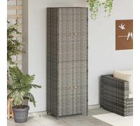 (grey) vidaXL Garden Storage Cabinet 59x40x180 cm Poly Rattan Organiser Black/Grey