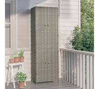 vidaXL Garden Storage Cabinet Grey 59x40x180 cm Poly Rattan UK NEW