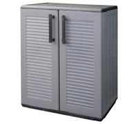 vidaXL Garden Storage Cabinet Grey and Black PP Patio Cupboard Storage Locker