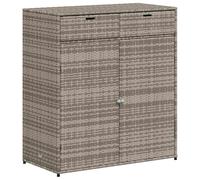 vidaXL Garden Storage Cabinet Outdoor Box Cupboard in Grey Poly Rattan, Weather-Resistant with Spacious Interior
