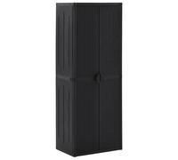 vidaXL Garden Storage Cabinet Outdoor Patio Terrace Furniture Decor Tool Locker Storage Plastic Shed Cabinet Organiser Black PP Rattan