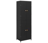 vidaXL Garden Storage Cabinet Outdoor Tool Organiser Storage Box Shed Tool Chest Terrace Cabinet Shed Black 59x40x180 cm Poly Rattan