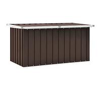 vidaXL Garden Storage Chest - Galvanised Steel Tool Box/Outdoor Cushion Chest, Weather-Resistant - Brown, 129x67x65cm