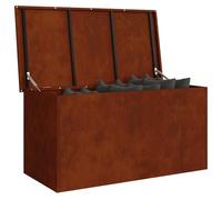 vidaXL Garden Storage Cushion Box Steel 100 x 50.5 x 50 cm 220 Rusty, Garden and Terrace Storage Solution, Weatherproof Box, Durable Metallic Organizer, Rectangular Industrial Cabinet