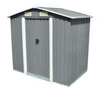 vidaXL Garden Storage Shed Grey Metal 204x132x186 cm